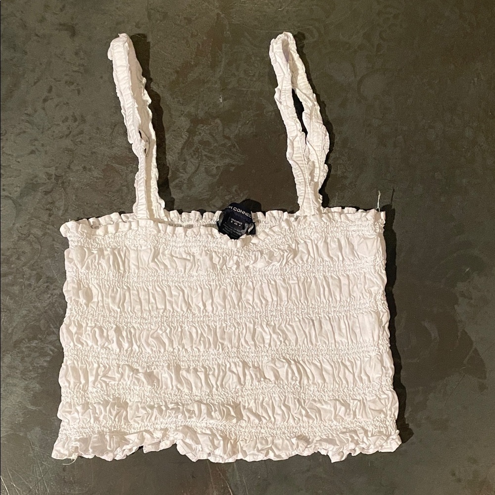 French Connection White Smocked Camisole